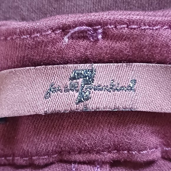 EUC 7 For All Mankind Skinny Coated Bordeaux Ankle Jeans Size 30 - Picture 6 of 9